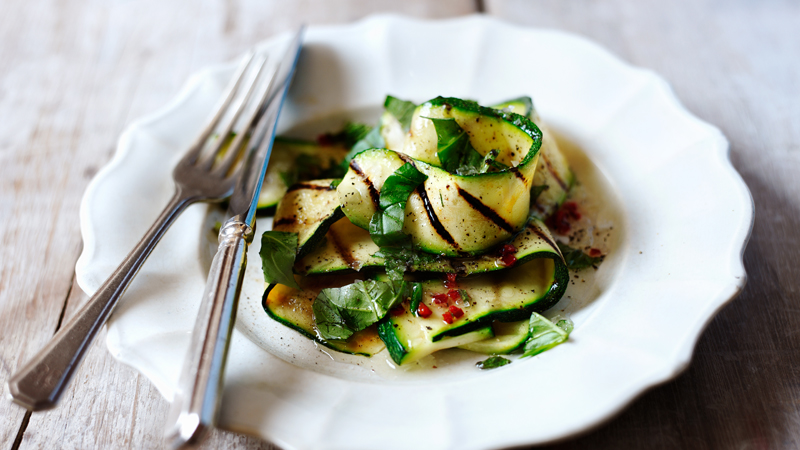 Grilled courgette salad with basil, mint, chilli and lemon image