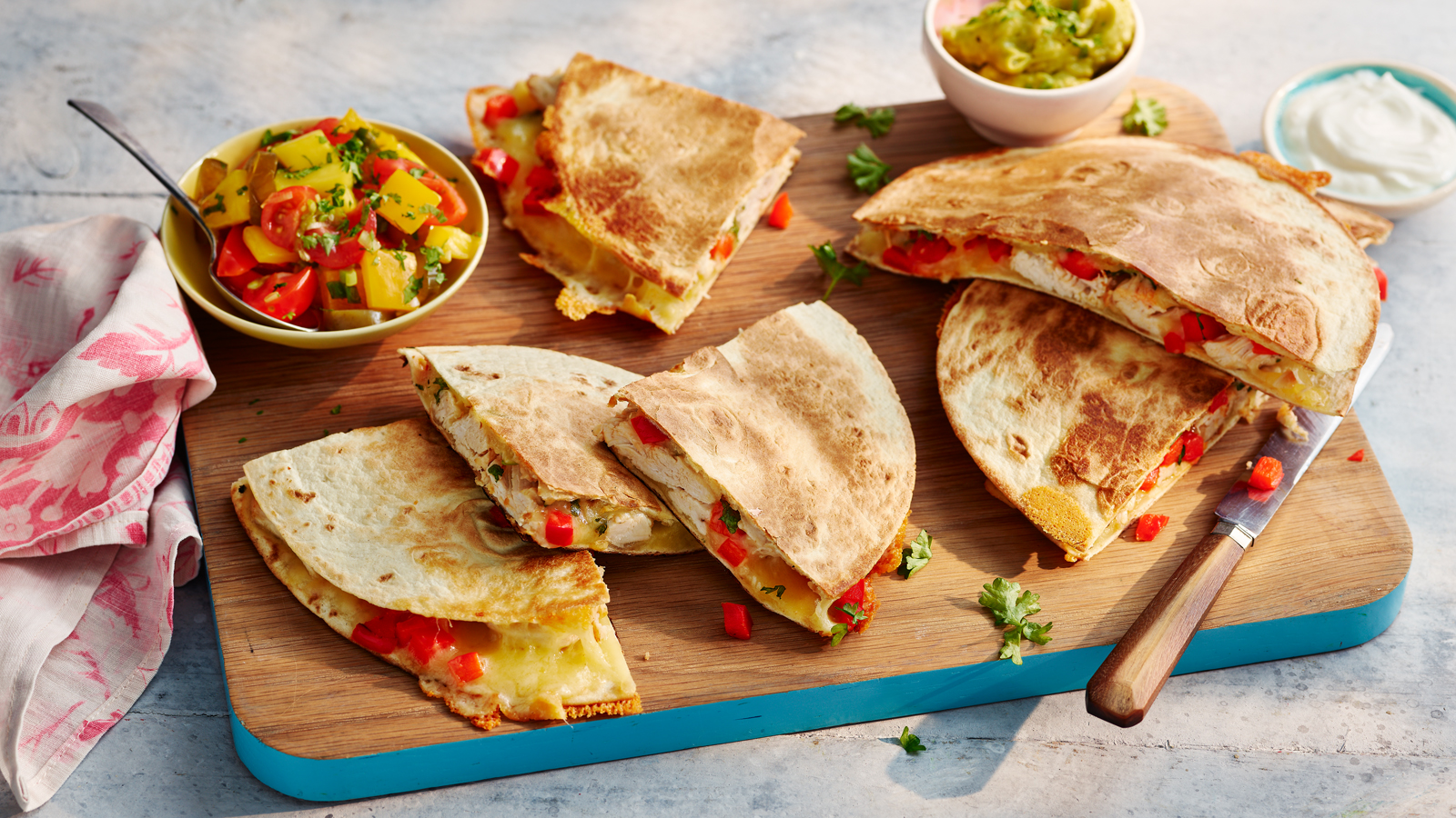 Chicken And Cheese Quesadillas Recipe Bbc Food