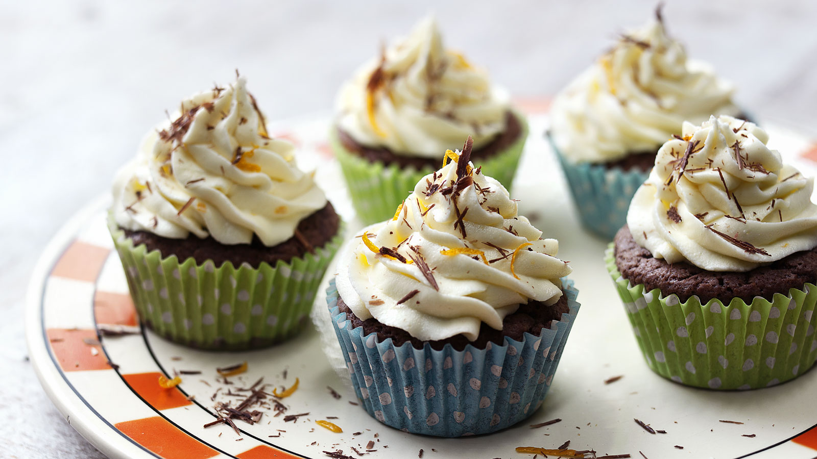 Chocolate store orange cupcakes