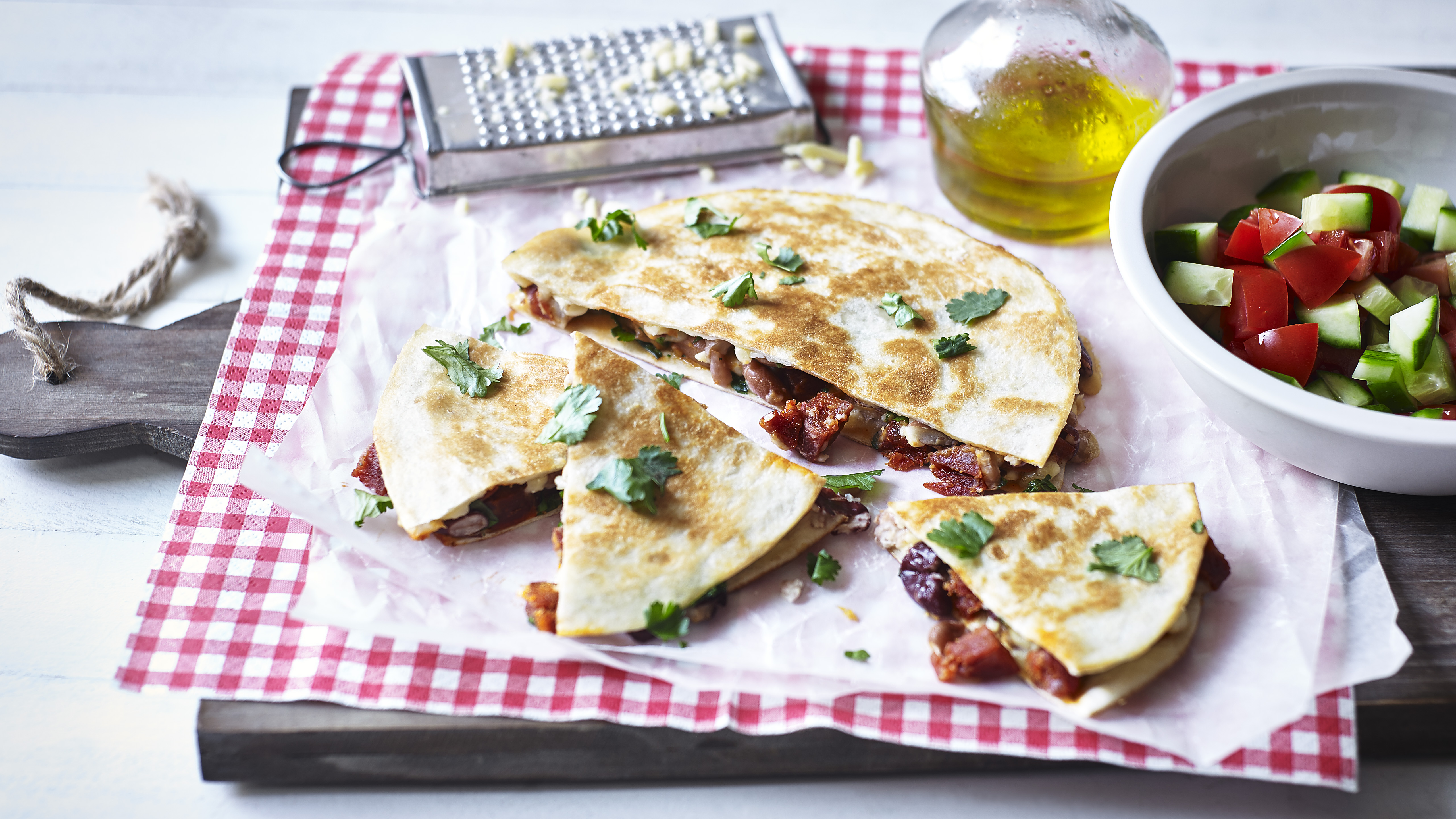 Chorizo and bean quesadilla image