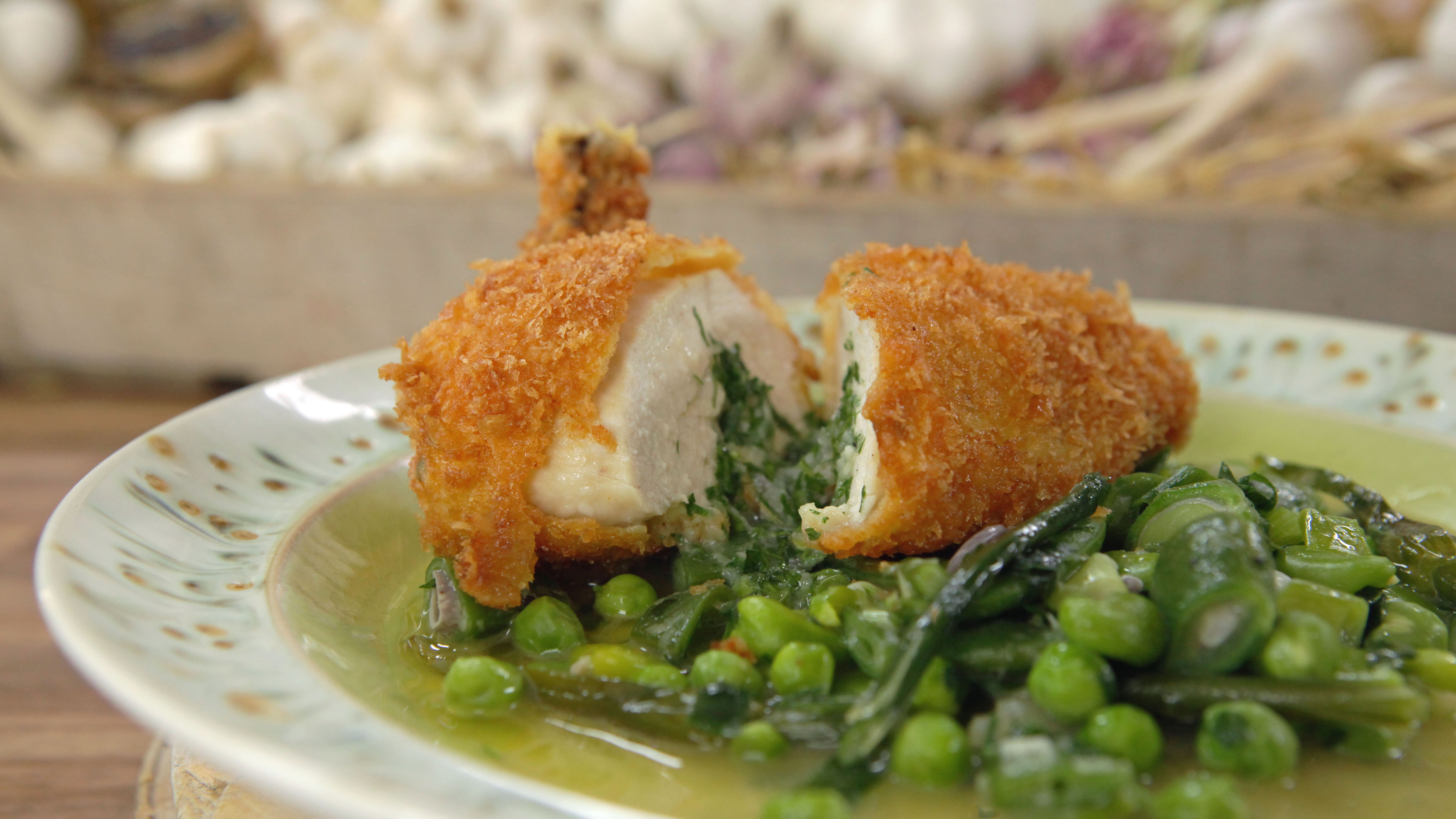 Classic Chicken Kiev With Spring Vegetables Recipe Bbc Food