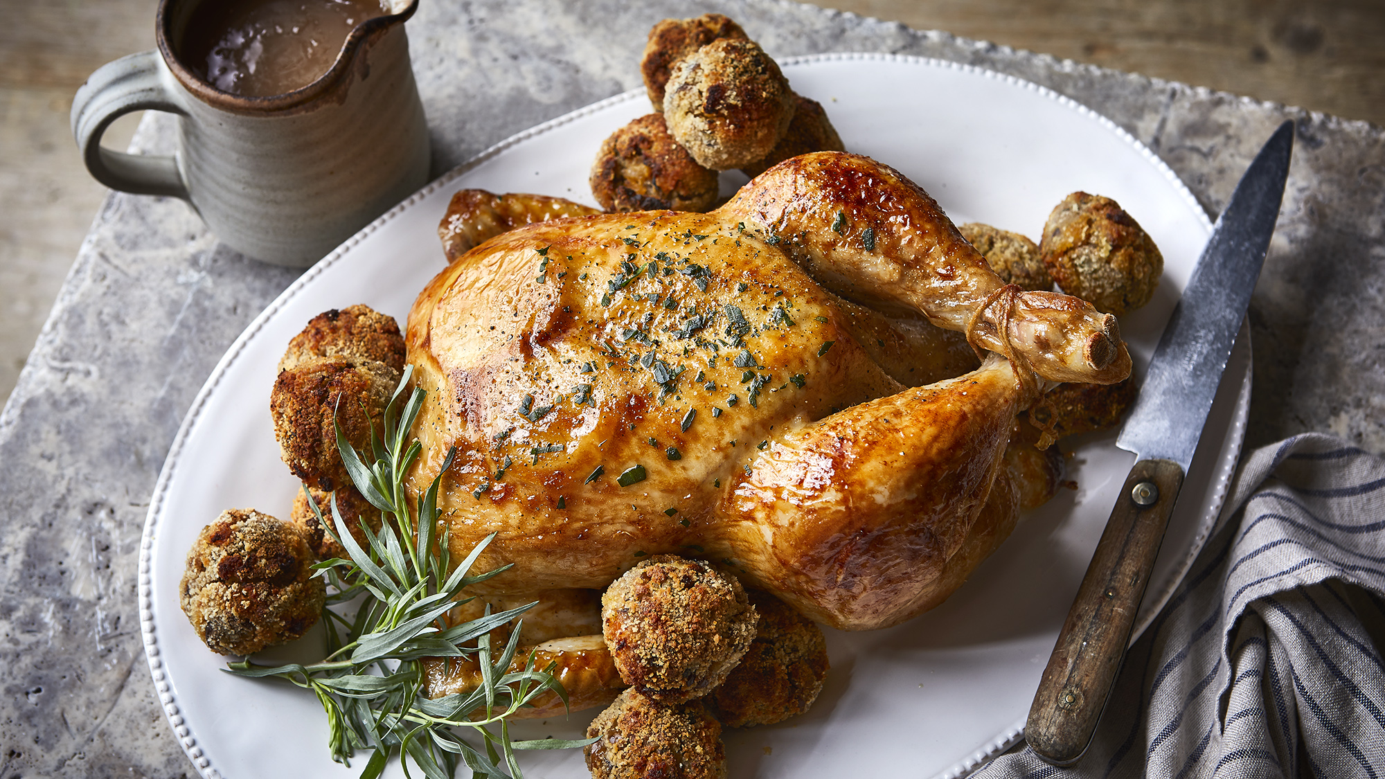 Lemon and tarragon roast chicken image