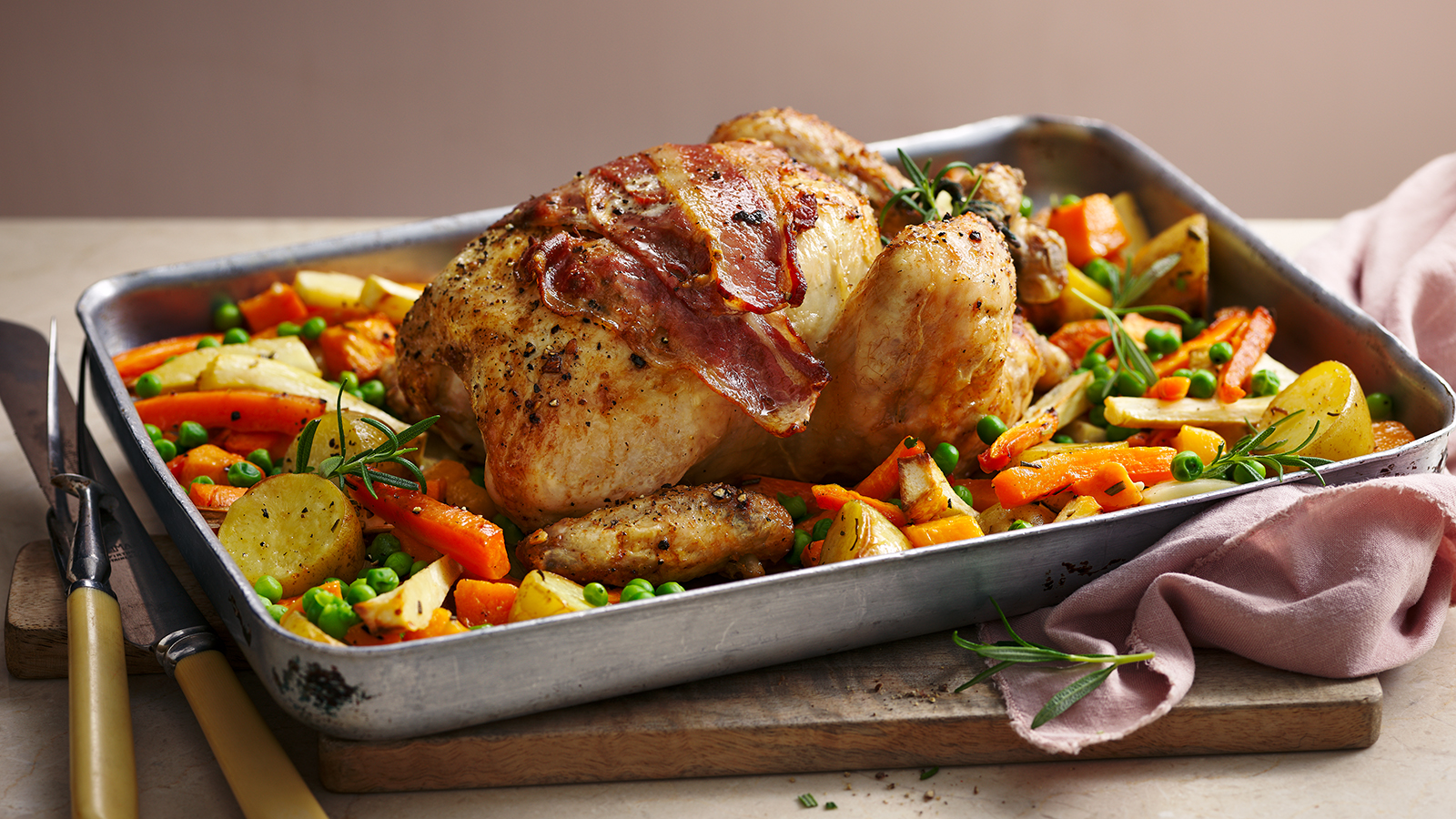 One Pan Roast Chicken Dinner Recipe Bbc Food