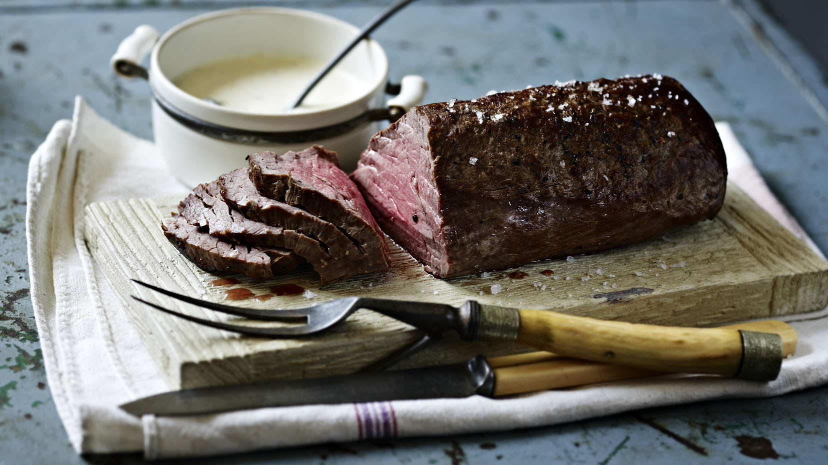 Roast Fillet Of Beef With Roasted Garlic And Mustard Cream Recipe Bbc Food