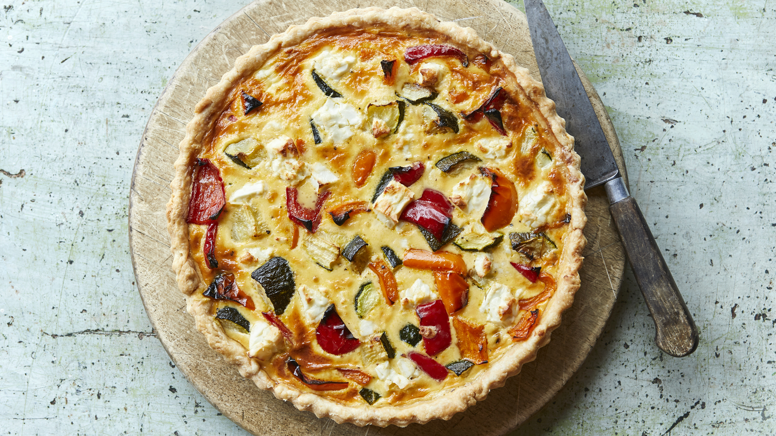Roasted summer vegetable and feta quiche recipe - Food
