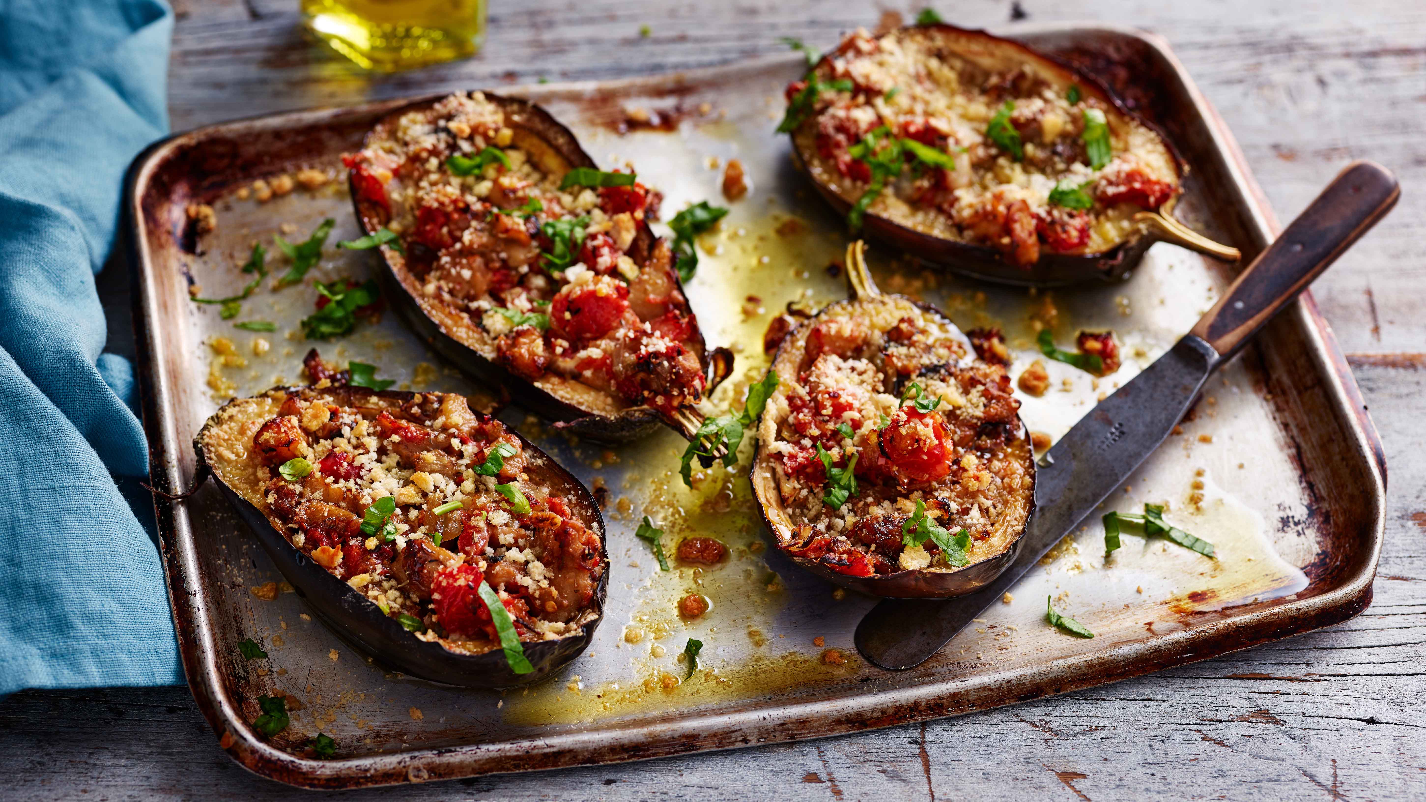 Stuffed aubergine recipe - BBC Food