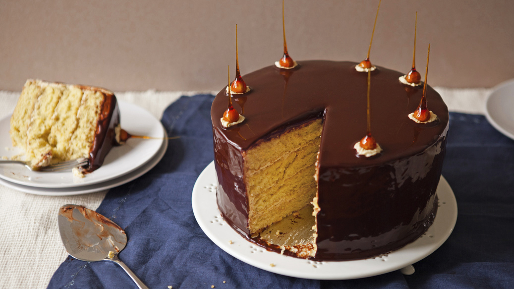 For Love of the Table: Honey & Walnut Cake (with a Shiny Chocolate Glaze)